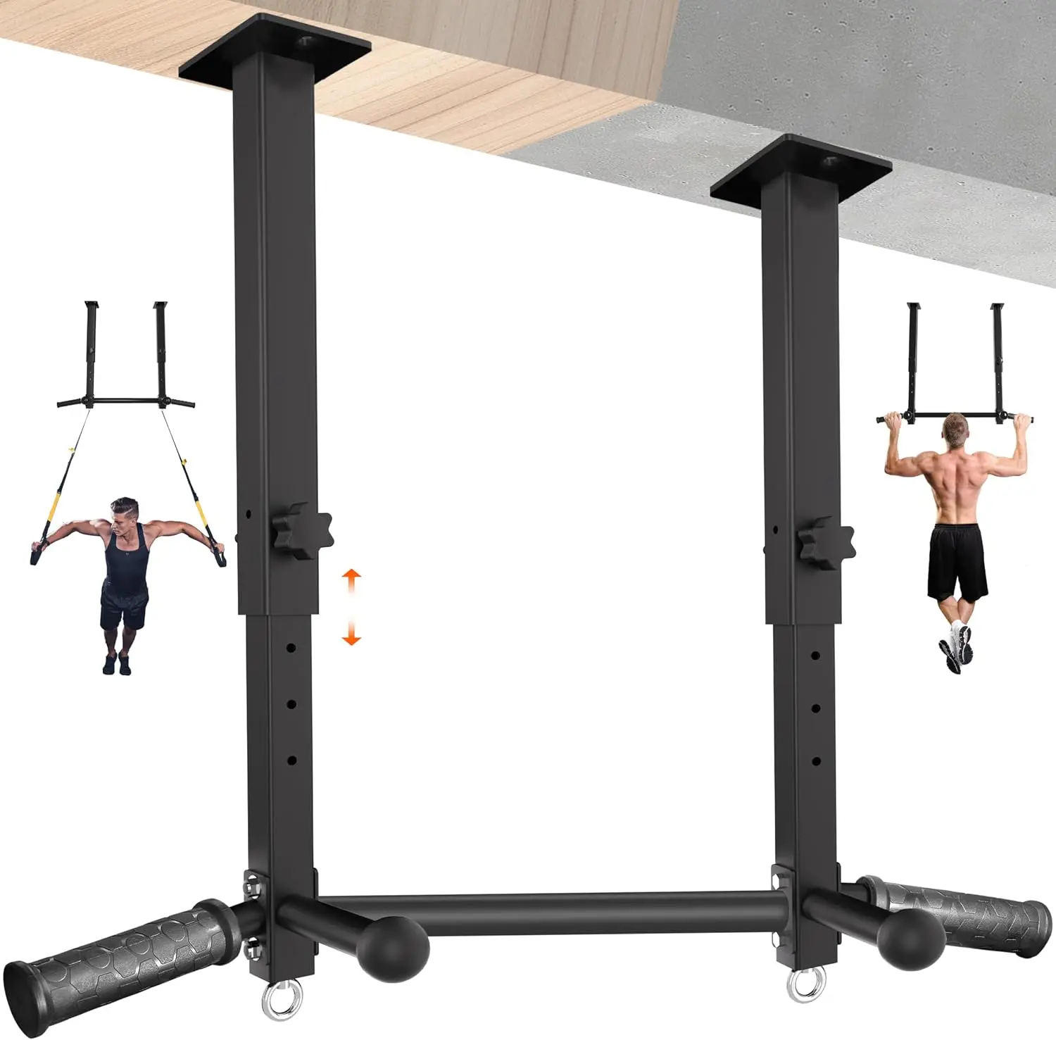 Pull-Up Bar with Ball Grips, Adjustable Ceiling Mounted Workout Bar