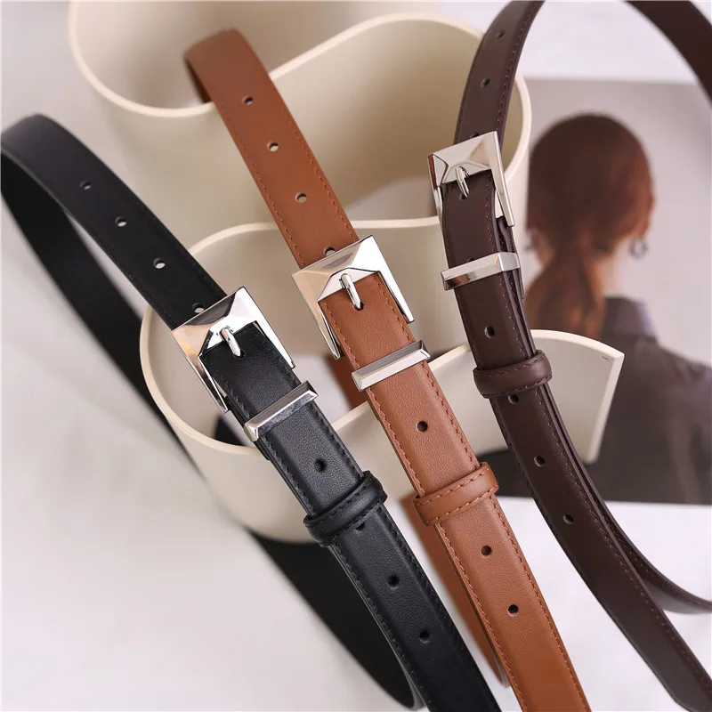 

Minimalist style silver buckle multifunctional belt for women's fashionable leather jacket wide belt.