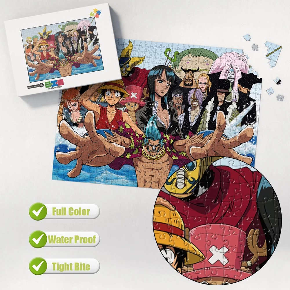 One Piece Crew Group Ocean Adventure Jigsaw Puzzles Tight Bite Waterproof Pieces Family Interactive Activity Party Board Games