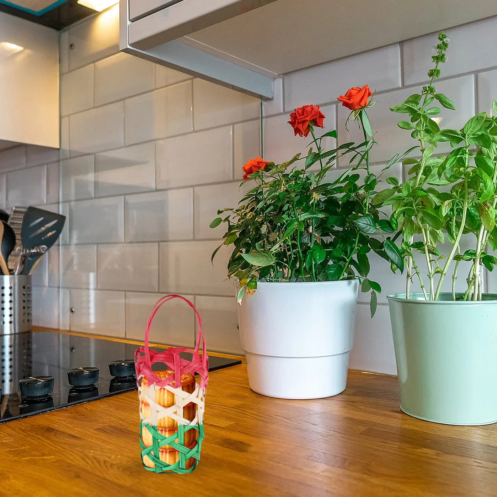

3pcs Handheld Bamboo Basket Portable Egg Storage Basket Household Organizer Container Large Capacity Picnic Baskets For Snacks