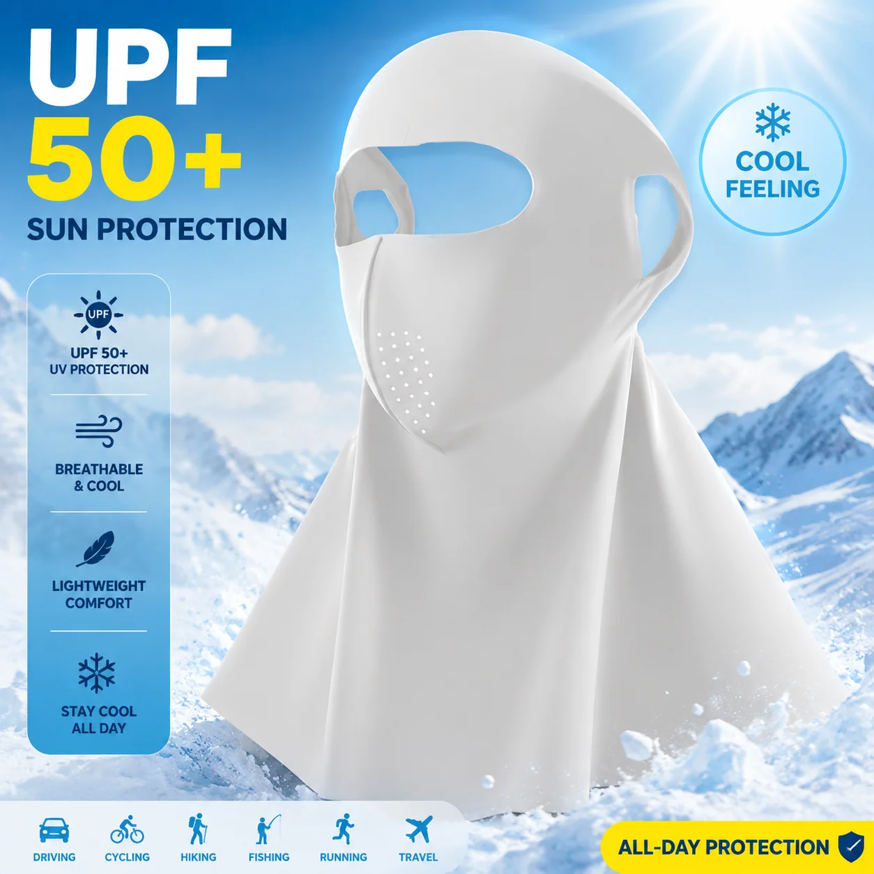 UV Protection Ice Silk Mask Sun Proof Bib Solid Color Face Cover Face Shield Summer Face Scarves Sunscreen Face Scarf Riding