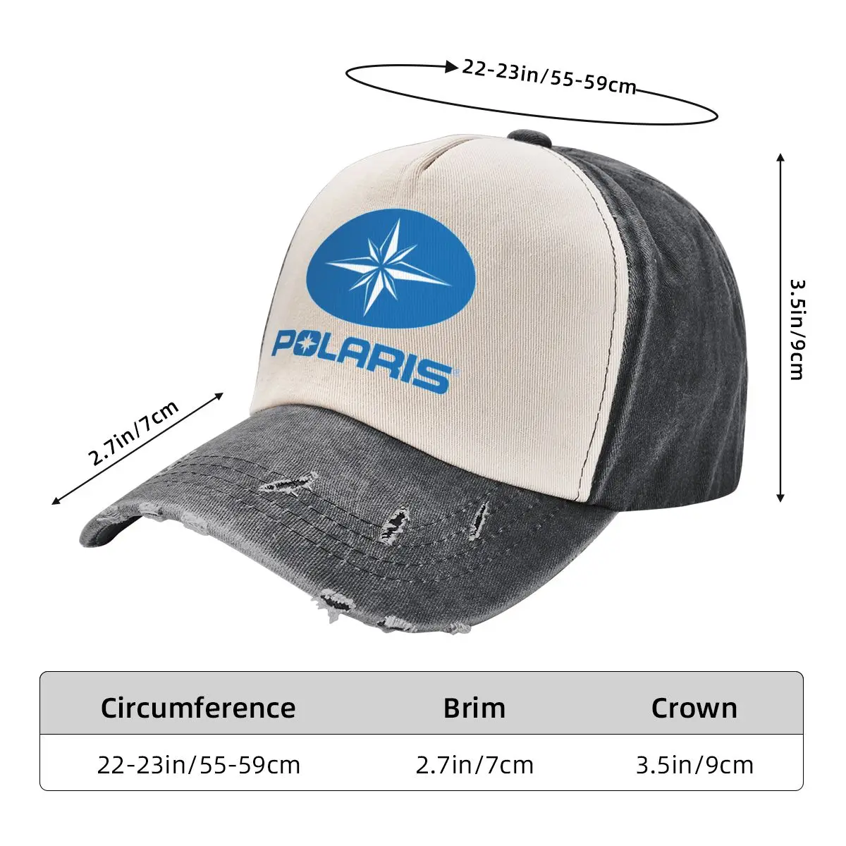 Polaris Logo Trucker Hats Accessories Vintage Distressed Denim Washed Headwear For Men Women Adjustable