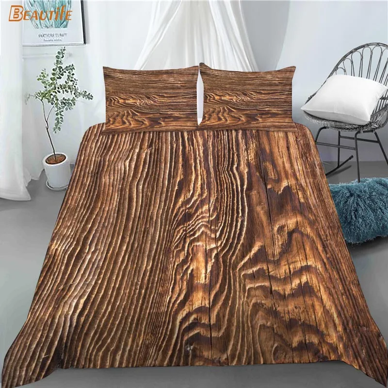 3D Print Wood Pattern Bedding Set Duvet Cover Bedclothes 180X200CM 180X220CM Comforter Cover With Pillowcase For Kid Home