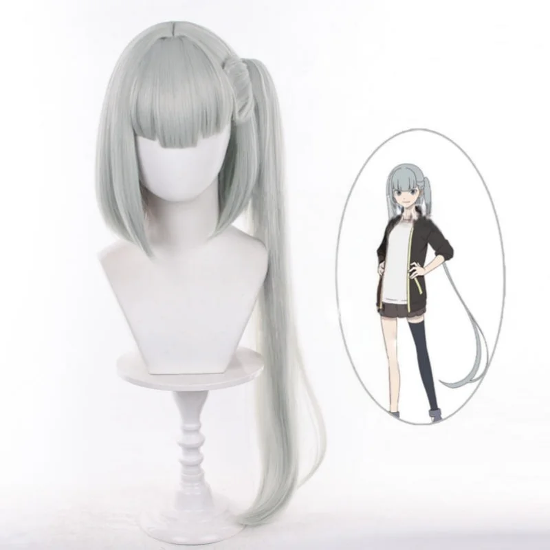Anime Petals of Reincarnation Haito Luo Buffett Cosplay Wig Reincarnation No Kaben Long Grey Side Ponytail Wig Carnival Festival