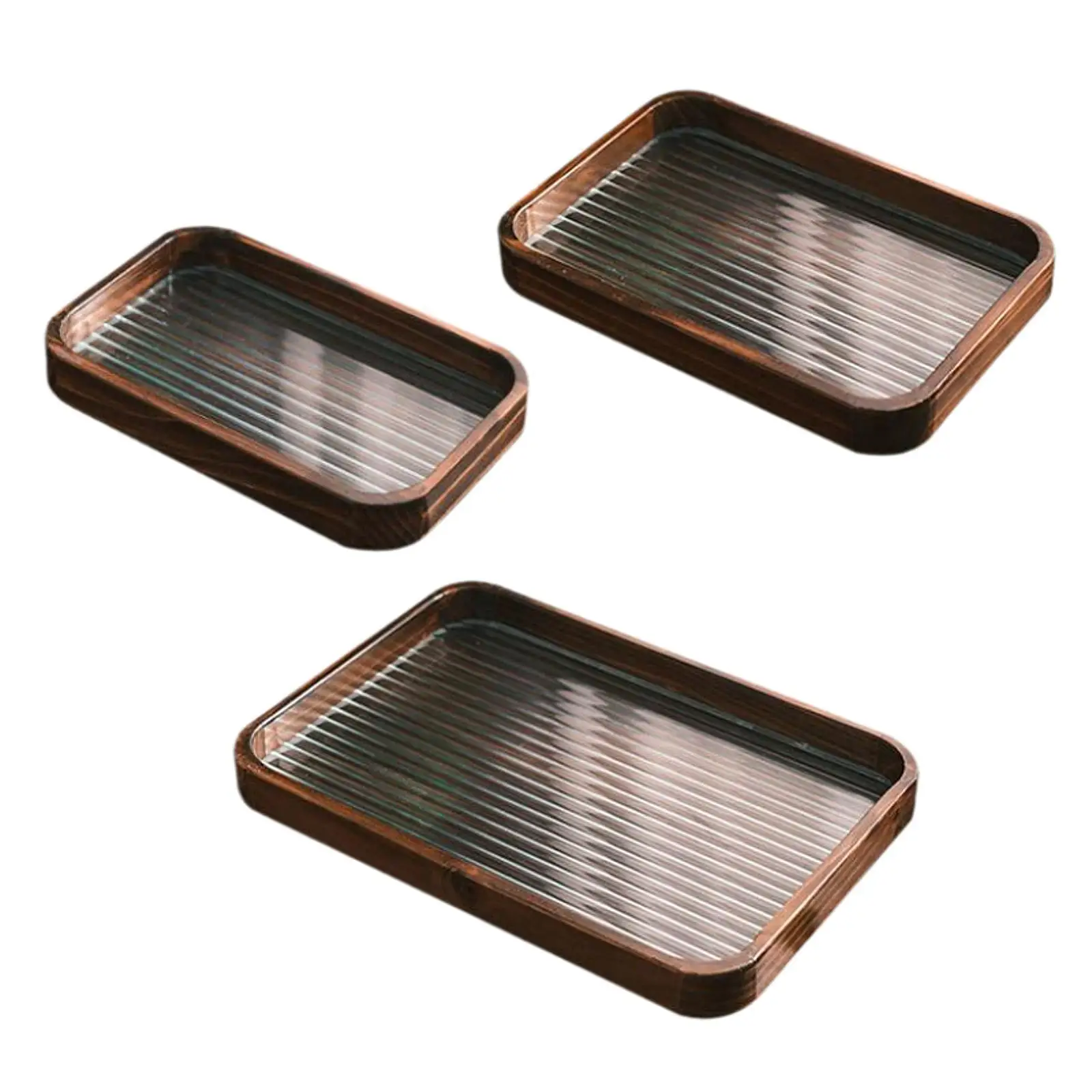 Serving Tray Stripe Glass Fruit Snack Tray for Bedroom Restaurant Teahouse