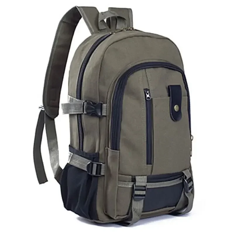 2024 New Mountaineering Bag Backpack for Men Canvas Large Capacity High School Backpacks Outdoor Travel Camping Computer Bag