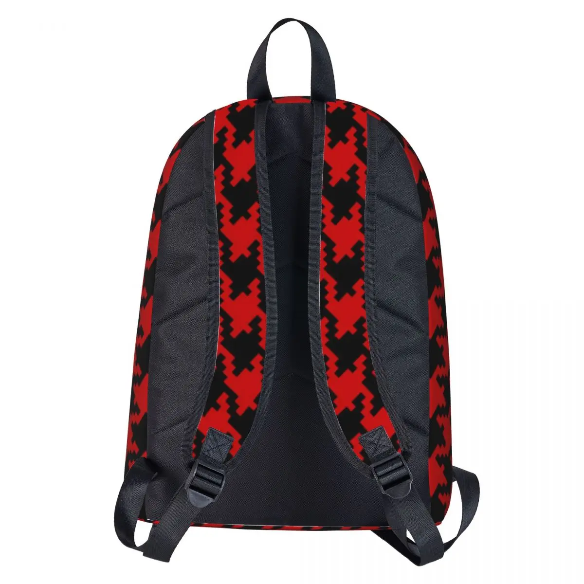 Black Red Houndstooth Backpack Student Check Print Durable Backpacks Polyester High School Bags Daily High Quality Rucksack