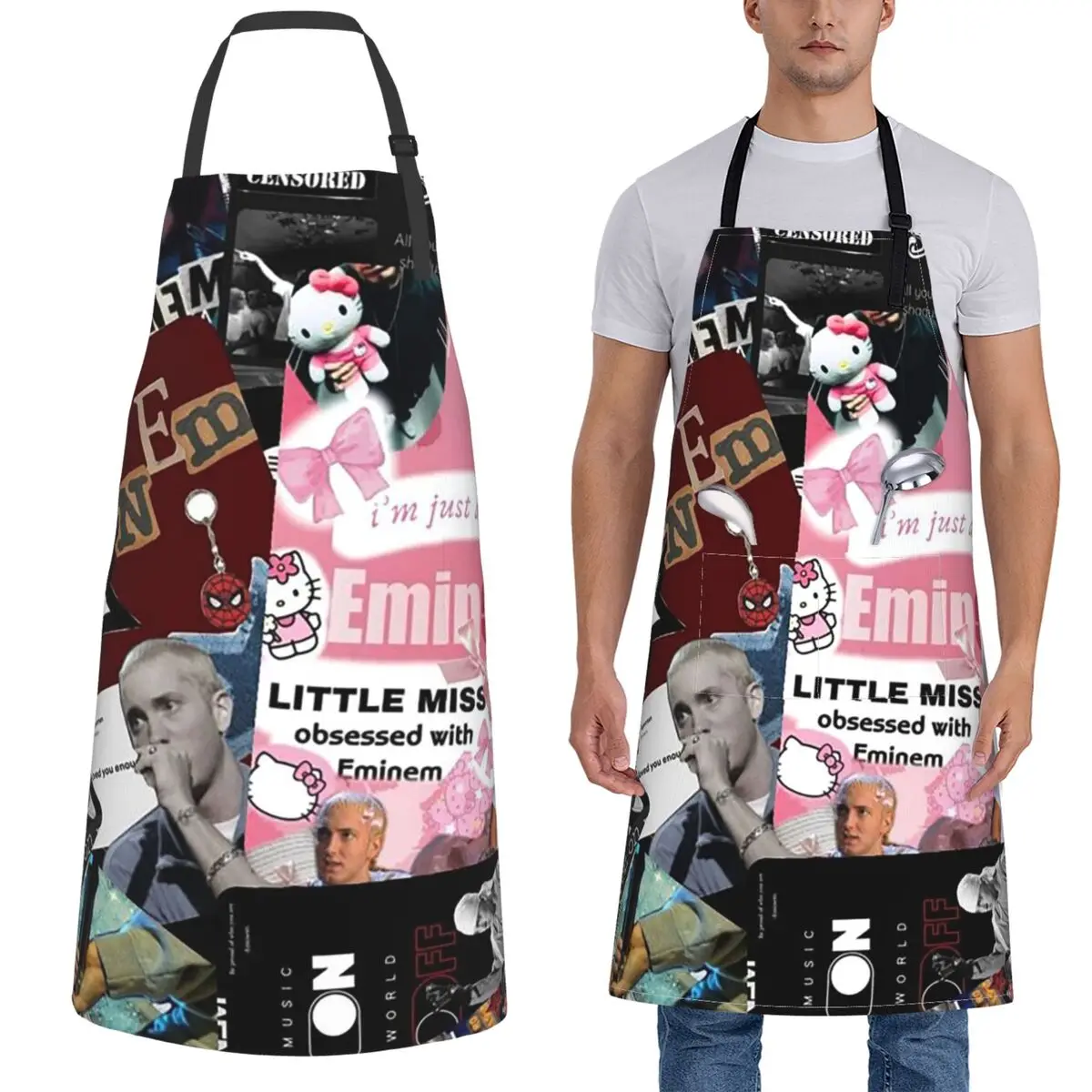 

Rapper Rap God Eminem Apron Chef Cooking Baking Tablier Sleeveless Bib Kitchen Cleaning Pinafore for Women Men Gardening