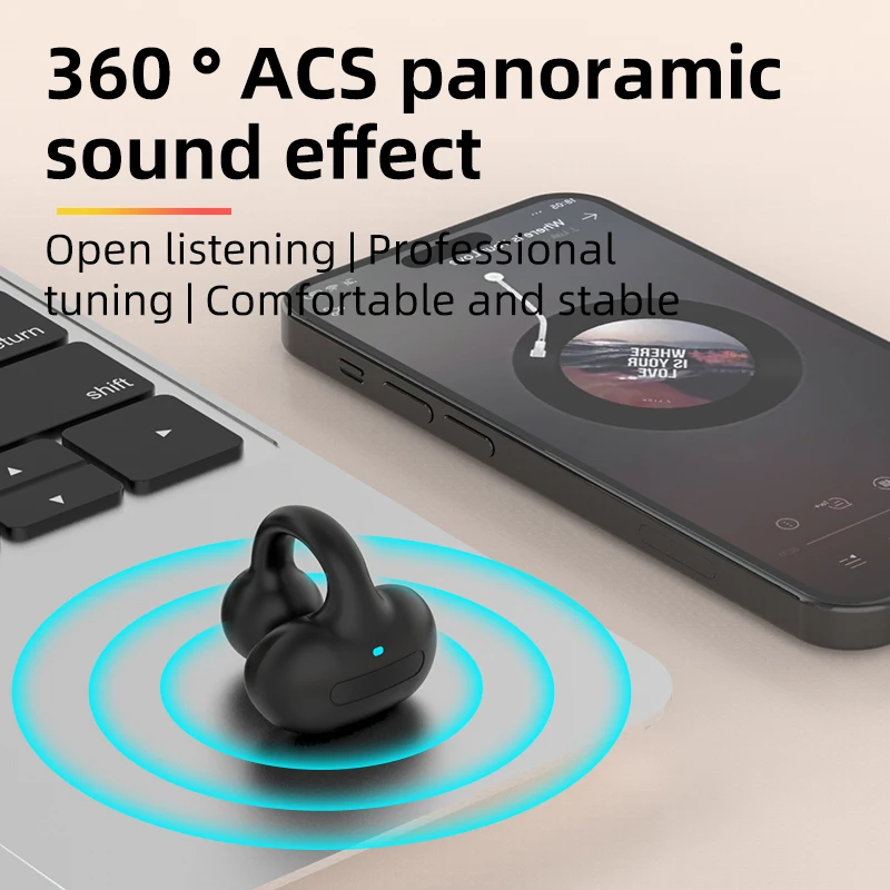 

Bluetooth-наушники, одинарный зажим для ушей, удобные в ношении, маленькие и удобные в условиях костной проводимости.