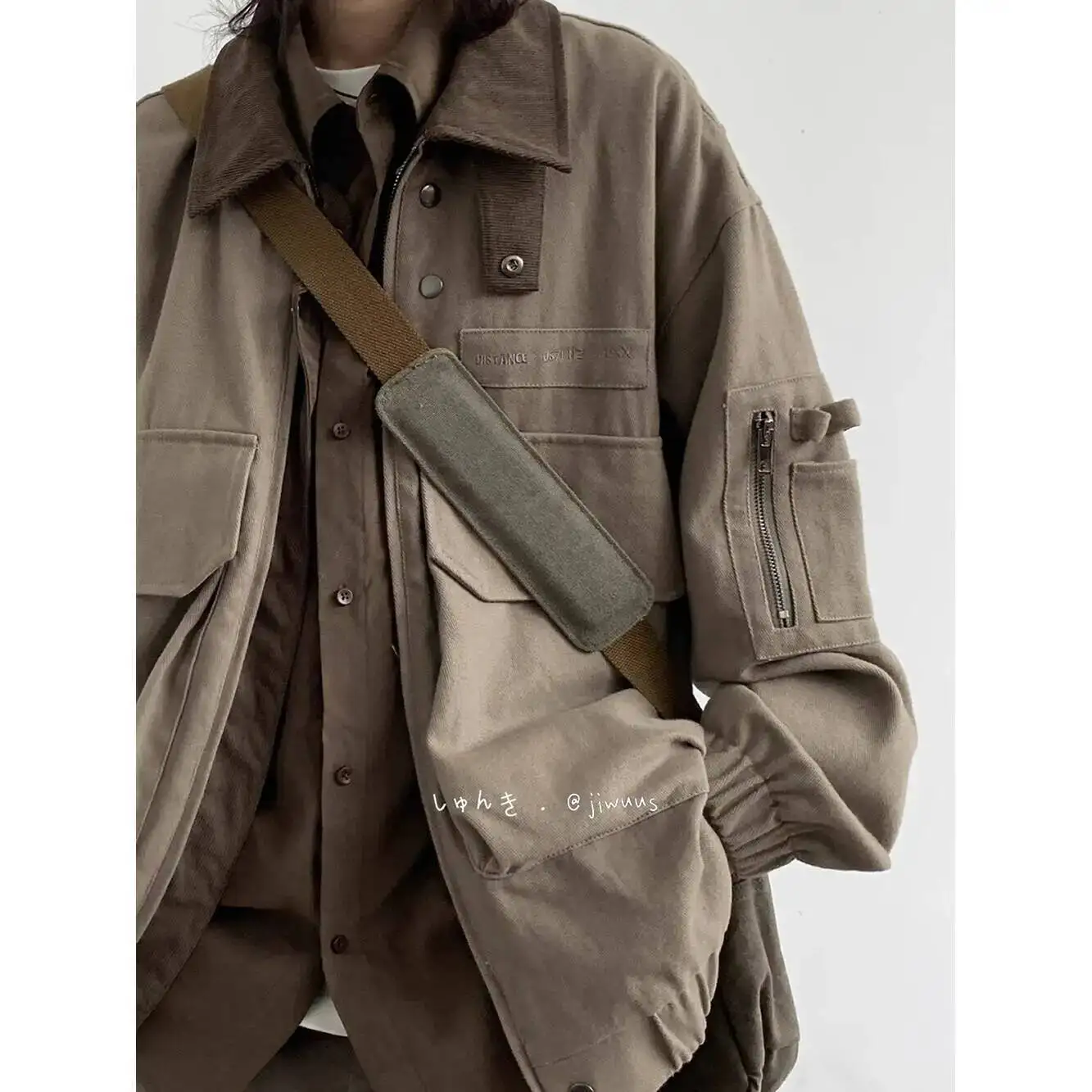 Man Jacket Spring Autumn Loose Cargo Jacket Japanese Vintage Multi-Pocket, Unisex Streetwear, Stylish Versatile Casual Coat