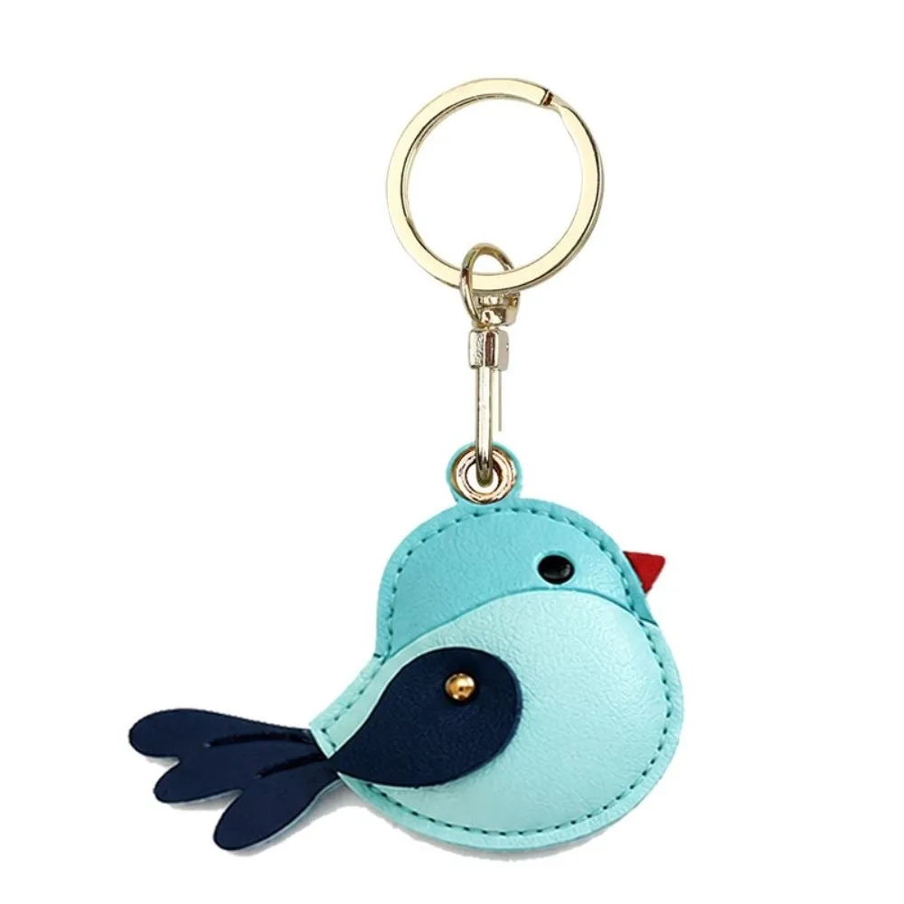 Faux Leather Bird Keychain Holder Scratch Resistant Keyring PU Leather Keychain Case Colorful Bird Design Cartoon Pendant