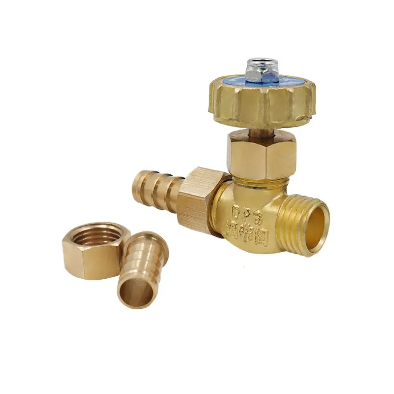 Brass Parallel Needle Water Valve Hose Barb ID 8mm 10mm 1Mpa Max Pressure for Gas Line