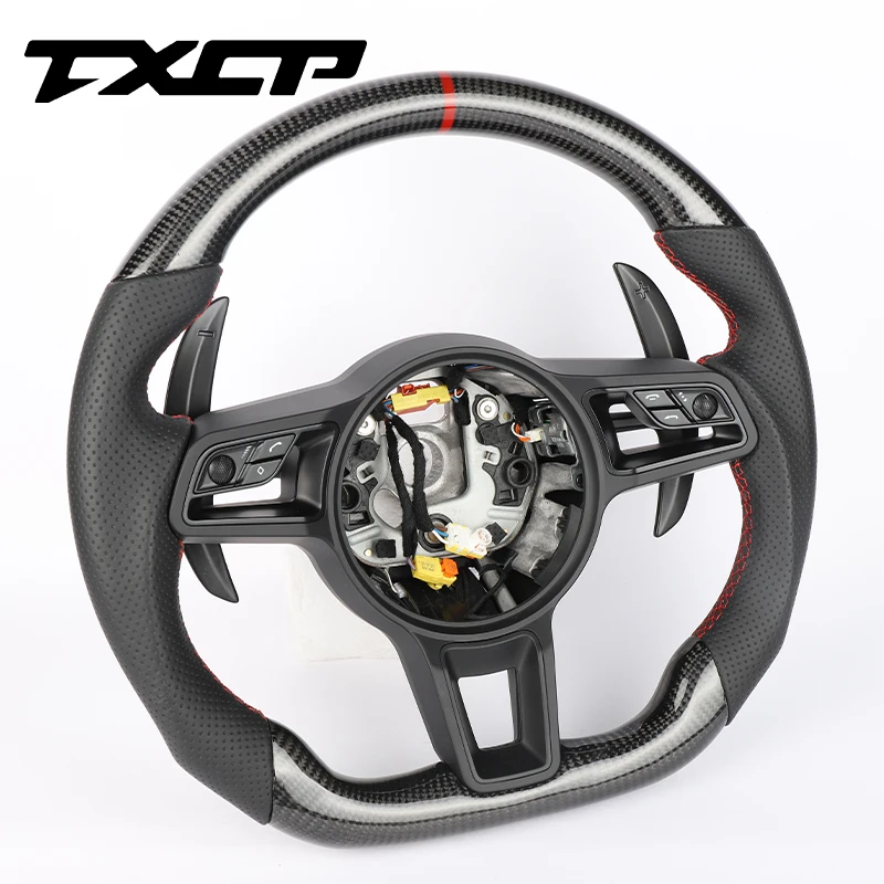 Custom Alcantara Carbon Fiber Steering Wheel Fit for Porsche  911.2 Panamera Macan Cayenne Boxster 718 Racing Wheel Convertible