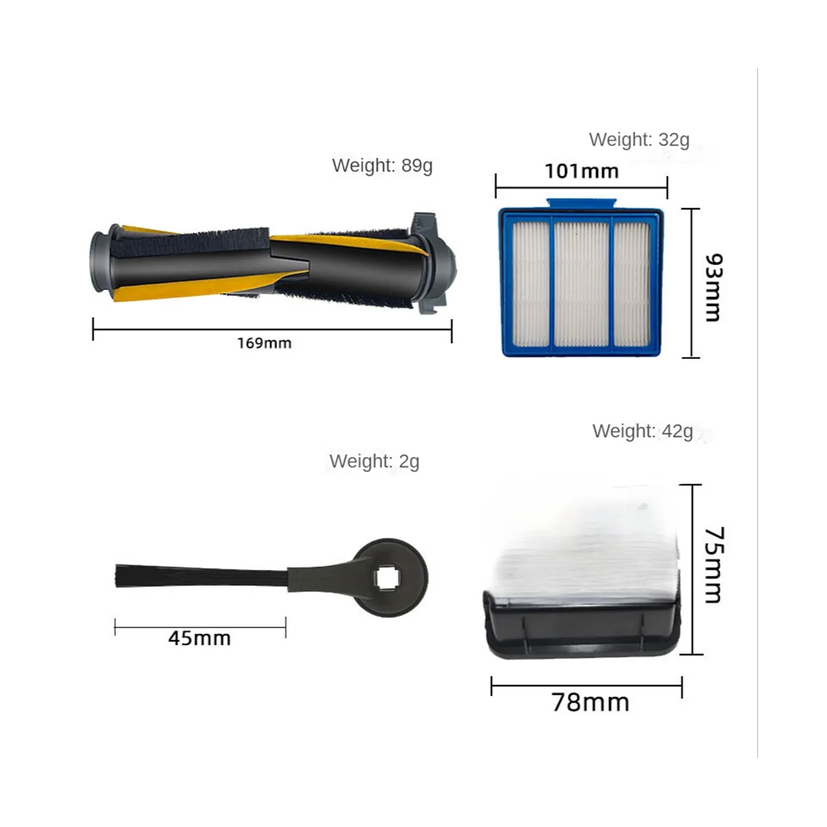 Adequado para rv1001ae/rv2001ae acessórios de vassoura inteligente filtro de escova principal filtro de algodão filtro de poeira escova lateral-ablm