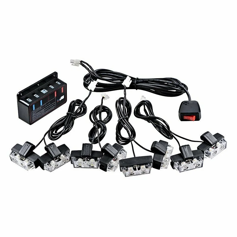 12V Voertuig Auto Voordek Grille LED Strobe Flitslicht Politie Noodwaarschuwing Strobe lamp Dagrijverlichting Led - afbeelding 2