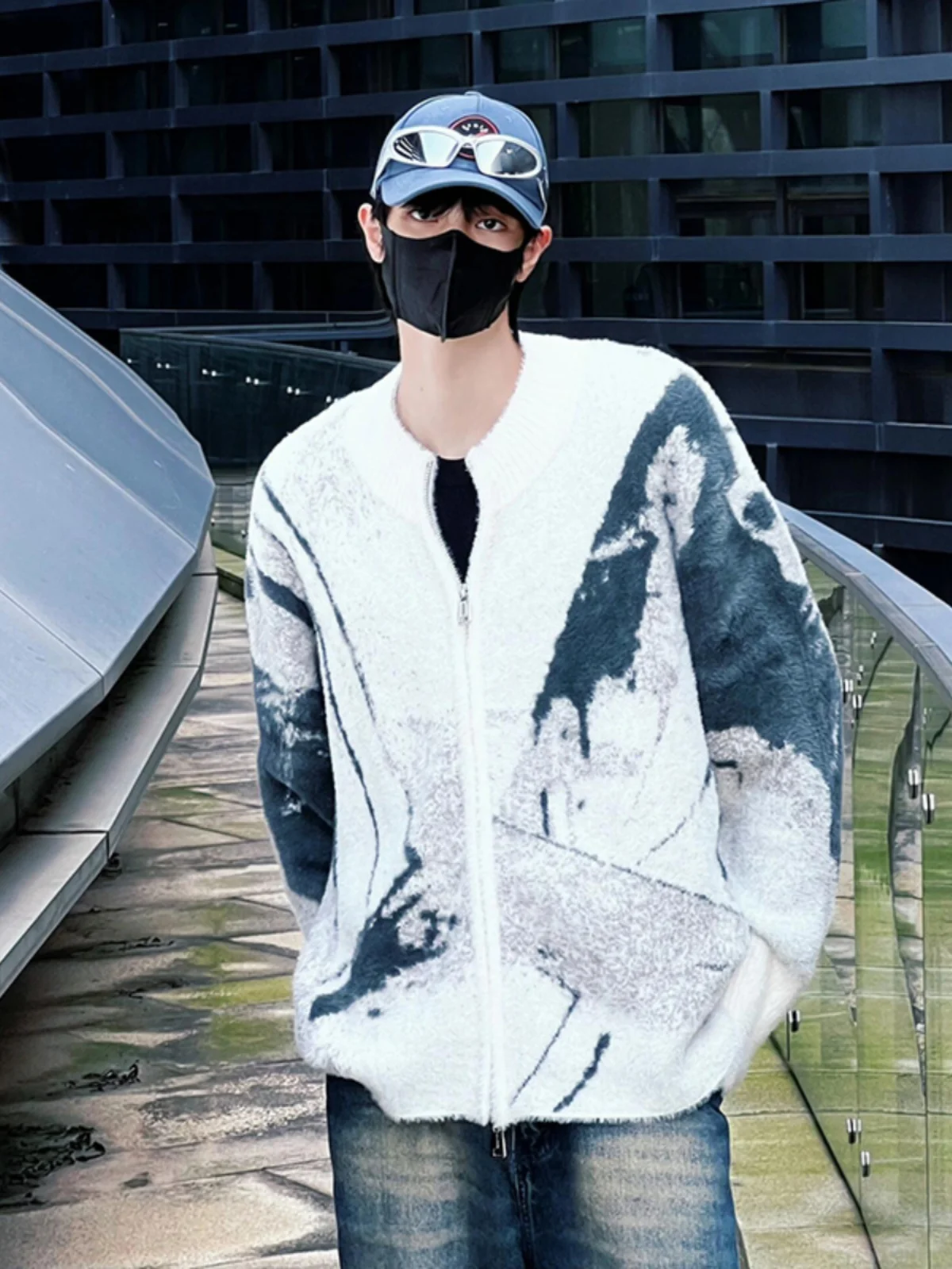 

Мужской осенний вязаный кардиган с вышивкой в стиле американского ретро, премиум-класса, стильный вязаный свитер-жакет