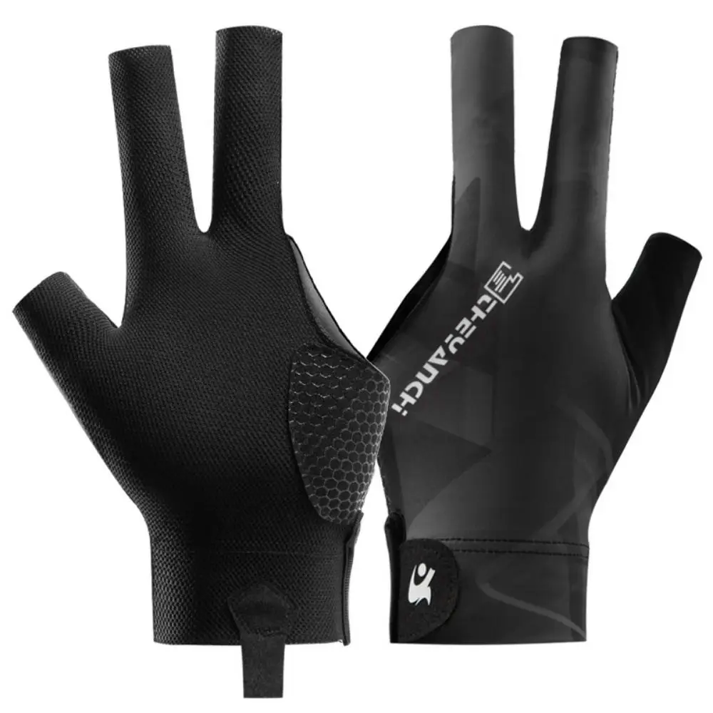 

Унисекс бильярдные перчатки для левой руки, трехпальцевые перчатки для снукера для левой руки, износостойкие тренировочные перчатки для бильярда с открытым пальцем