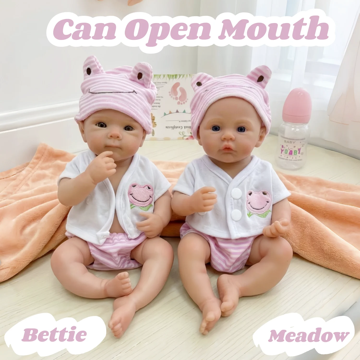 

Cute 13Inch Silicone Girl Doll With Bald Dress Pink Outfits Handmade Lifelike Can Have A Bath Reborn Doll For Youngsters' Gift