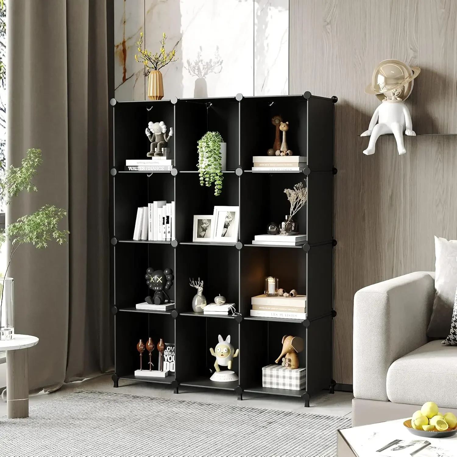 Cube Storage Organizer Storage 12 Cube Bookshelf DIY Plastic Closet Shelves with Wooden Malle