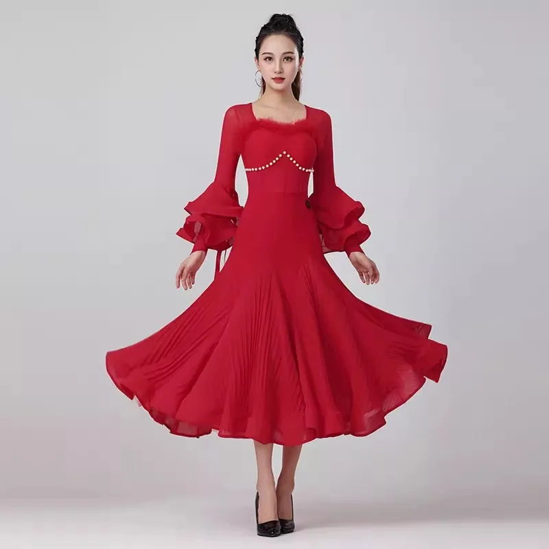 Vestidos Elegantes de baile de salón para mujer, ropa de competición de Vals, estándar nacional, disfraces modernos de rendimiento de alta gama,