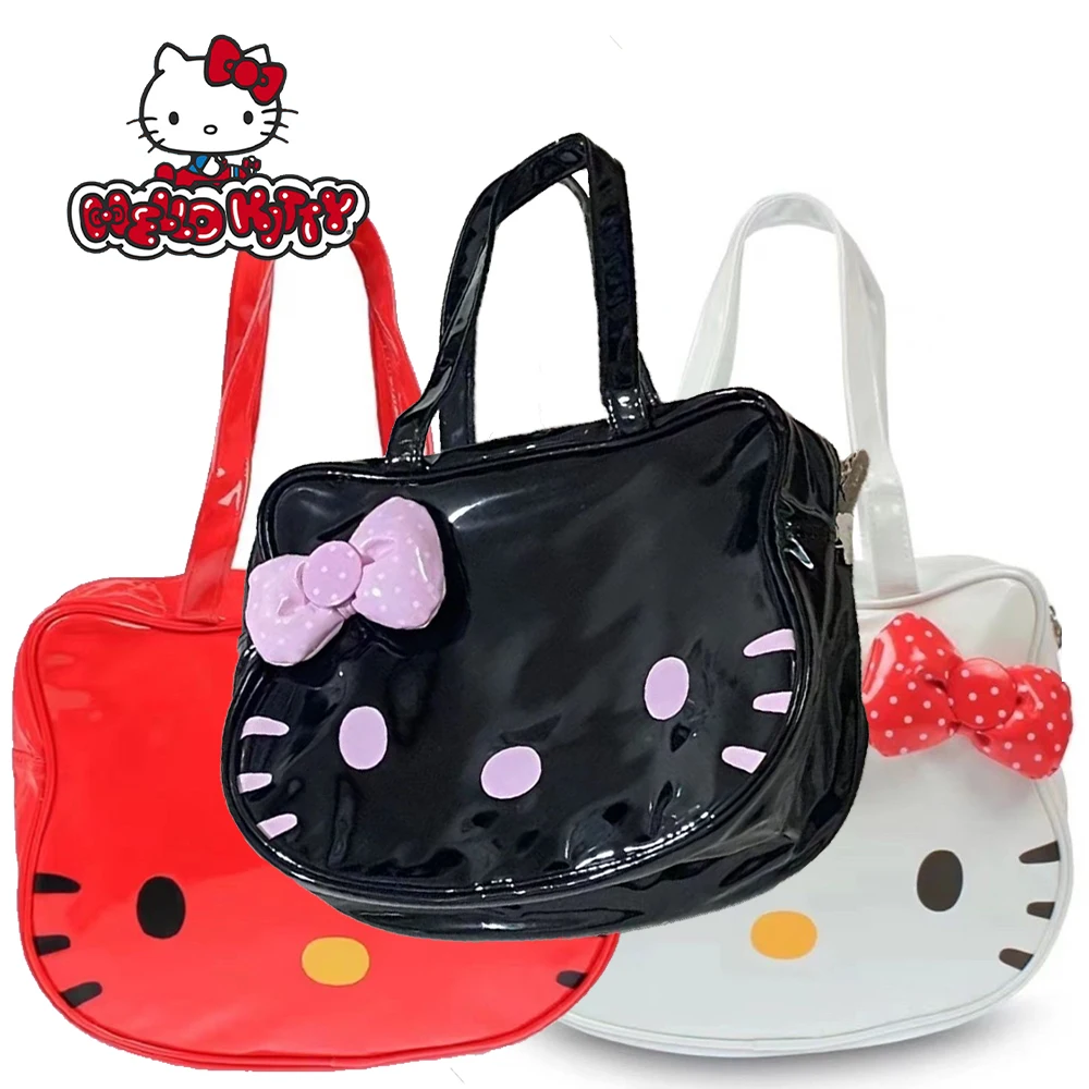 Hello Kitty Sanrio borsa a tracolla in pelle PU borsa da donna con fiocco simpatico cartone animato Versatile Tote Bag Y2k borsa di Design di lusso