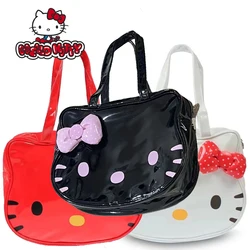 Hello Kitty Sanrio borsa a tracolla in pelle PU borsa da donna con fiocco simpatico cartone animato Versatile Tote Bag Y2k borsa di Design di lusso coreano