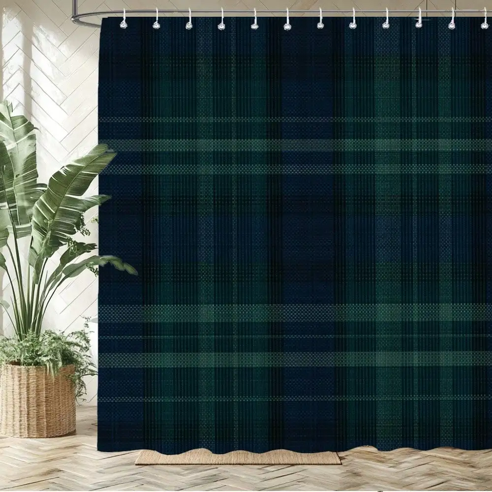 1 Piece Of Elegant Plaid Shower Curtain, Bathroom Decoration, Bathtub Partition, Hanging Shower Curtain, Comes With 12 Hooks, 70.8x 70.8inch Suitable Home, Modern And Decoration, Suitable Every Bathroom