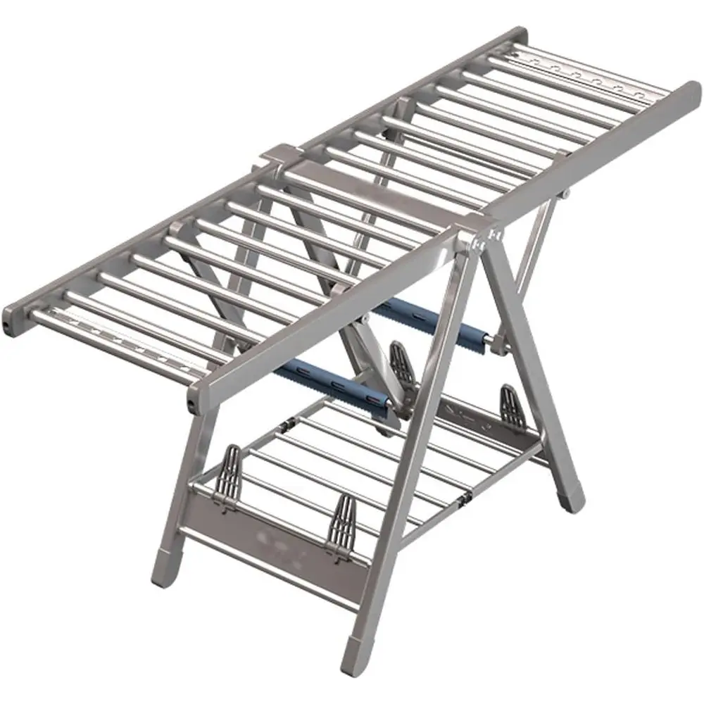 

Sturdy Foldable Clothes Drying Rack - 330 lbs Capacity, Adjustable Height, Wide Air Gaps, Portable Shoe Organizer, 73 Silver