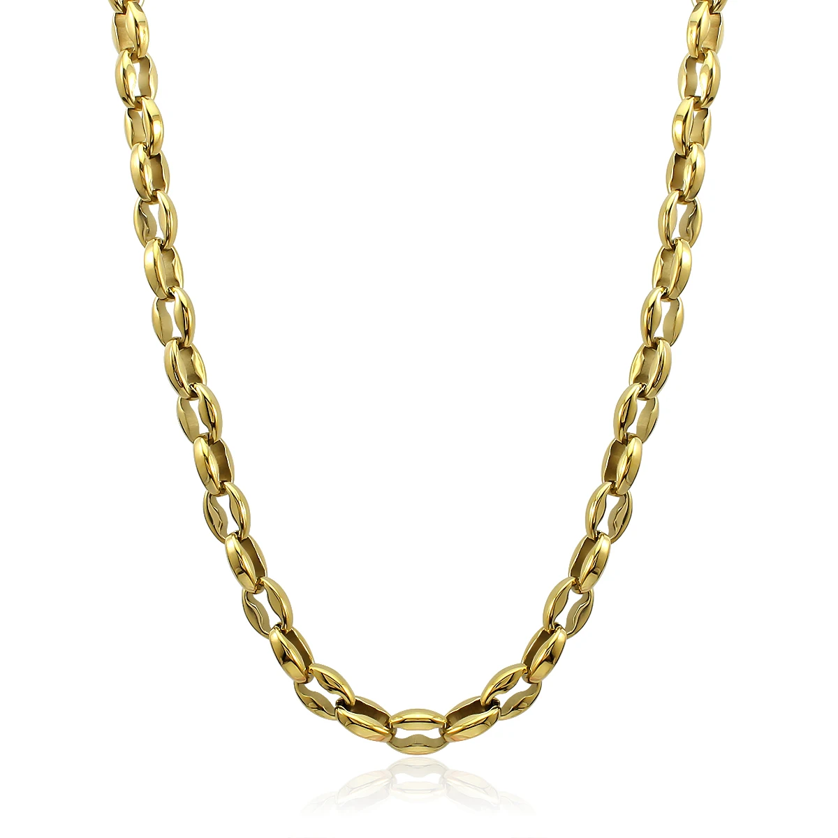 Nuevo Collar de Cadena con Eslabones de Granos de Café, Chapado en Oro de 18K, Acero Inoxidable, para Hombre y Mujer, Collares Geométricos, Joyería de Cuerda, Regalos