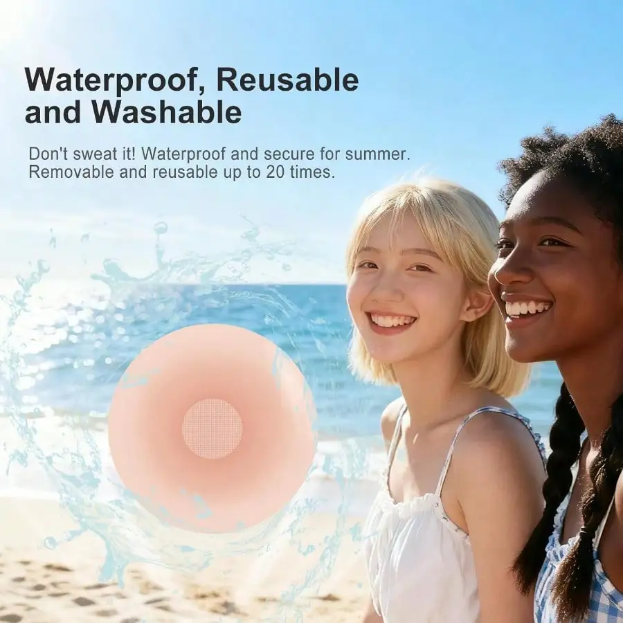 

Невидимые силиконовые накладки на соски для женщин - многоразовые клейкие накладки, водонепроницаемые лепестки для груди под платья с открытой спиной