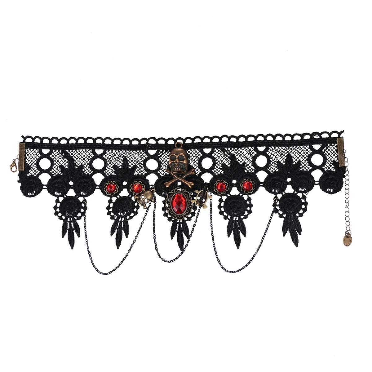 

1Pcs Gothic Lace Neck Chain Adjustable Pendant Stylish Choker Unique Halloween Accessory Gothic Lace Neck Chain