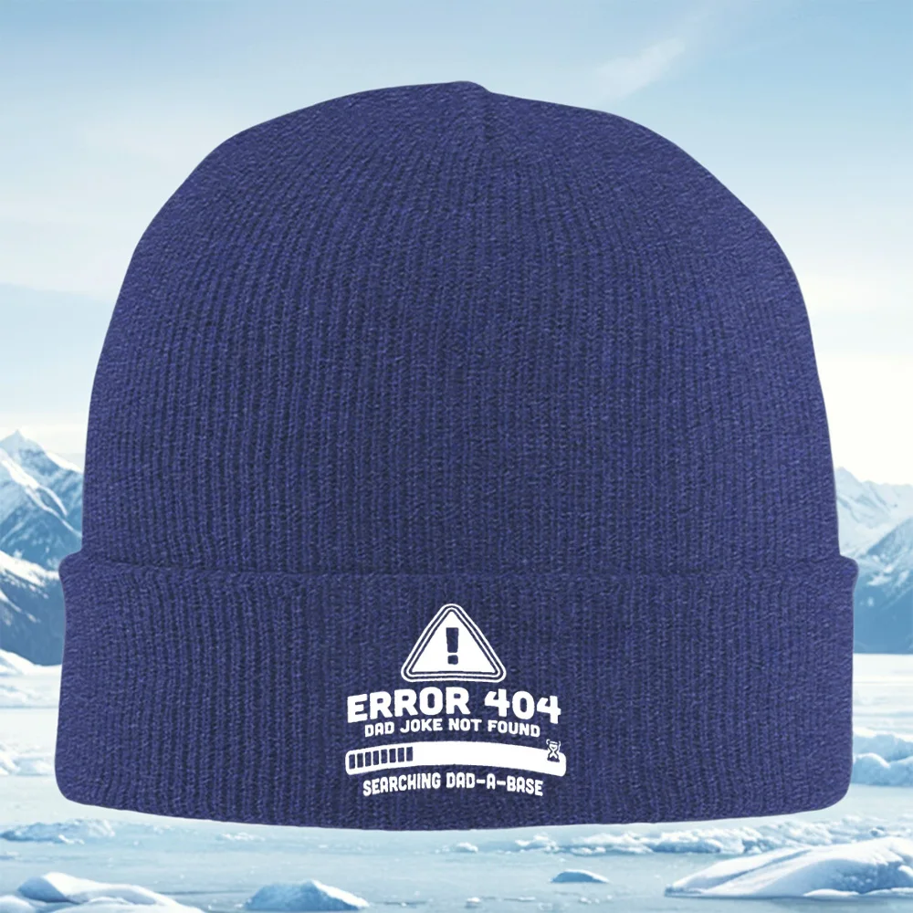 Error 404 dad joke base searching Men Women Unisex Knitted Hat Beanie Pullover Cap Winter Thermal Warm Christmas Outdoor Cycling