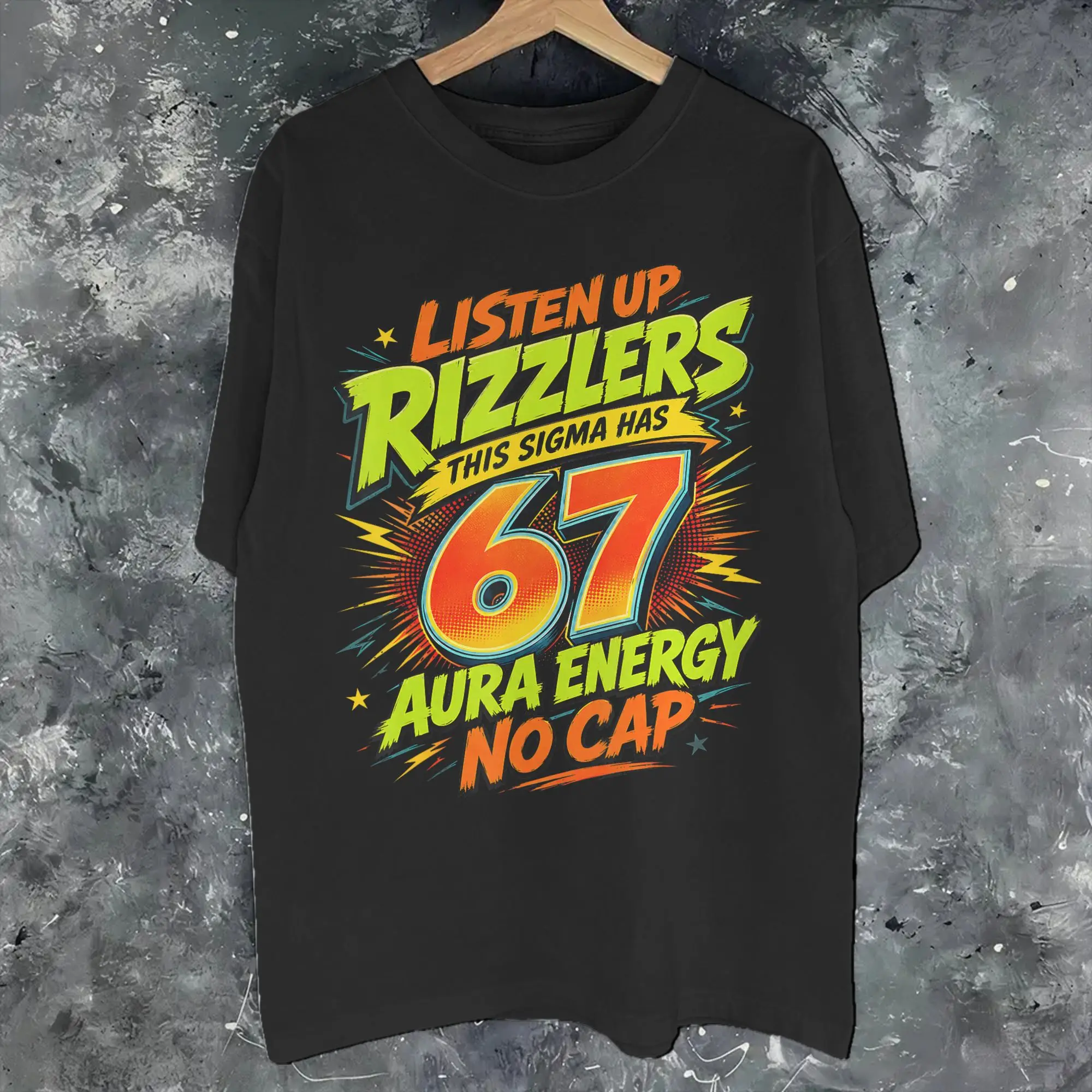 Listen up Rizzlers This Sigma has 67 Aura Farming Ice Cream  Merch Men Women T Shirt 100% Cotton Tee Print  Tops T-shirt