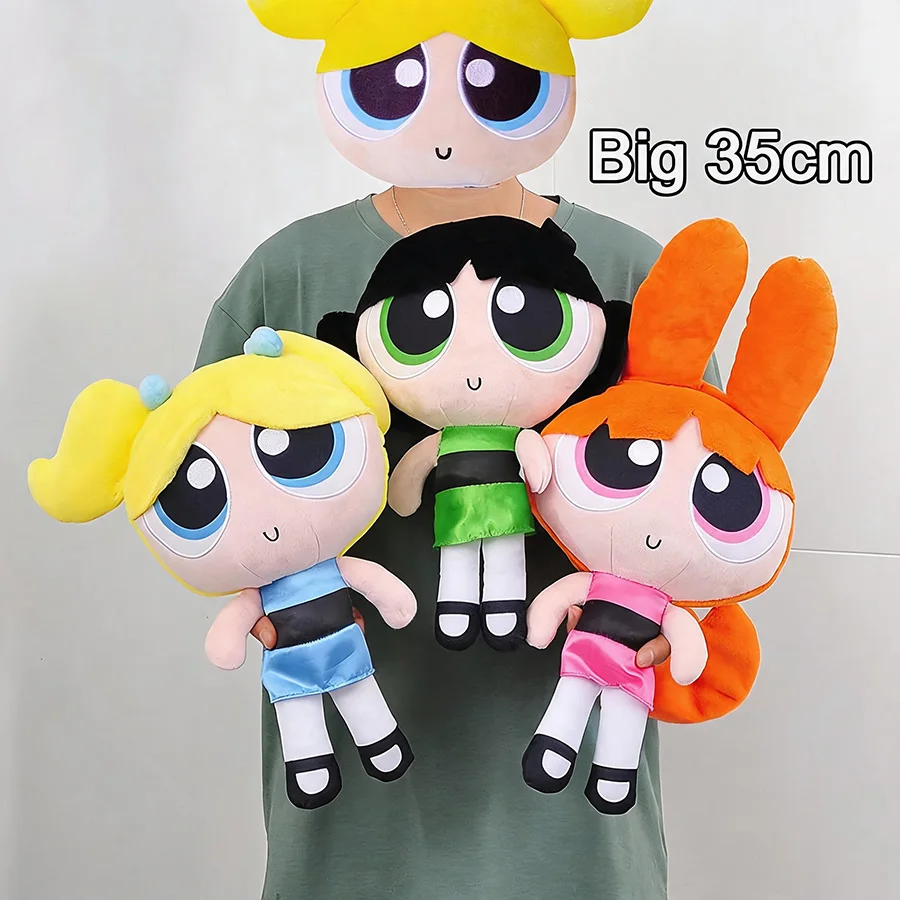 Original Classic The Powerpuff Girls Buttercup Bubbles Blossom Plüschtier 23 cm/35 cm, süße Cartoon-Puppe Kawaii Peluche