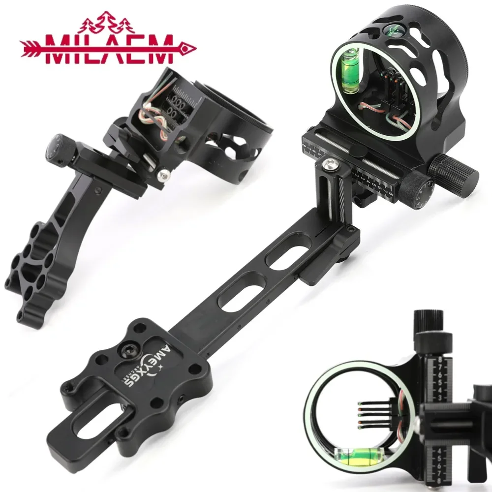 

Archery Compound Bow Sight 5 Pin 0.019 Optical Fiber Pin Long/Short Type Left/Right Hand Adjustable Hunting Shooting Accessories