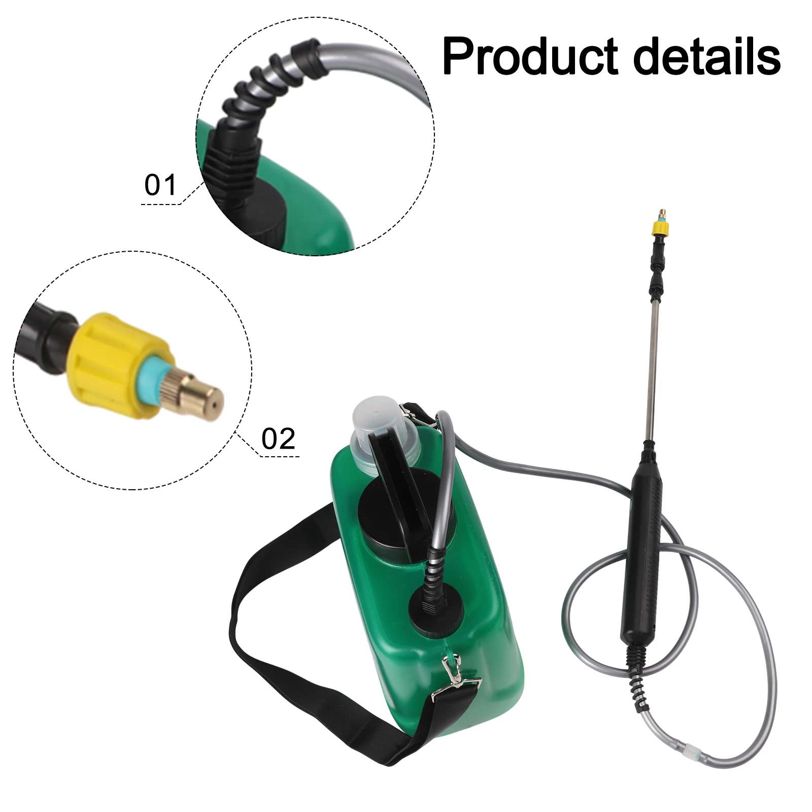 Adjustable Spray Battery-Powered Sprayer 2200mAh Battery 3-Speed Function Clip For Wand Storage Comfortable Shoulder Strap