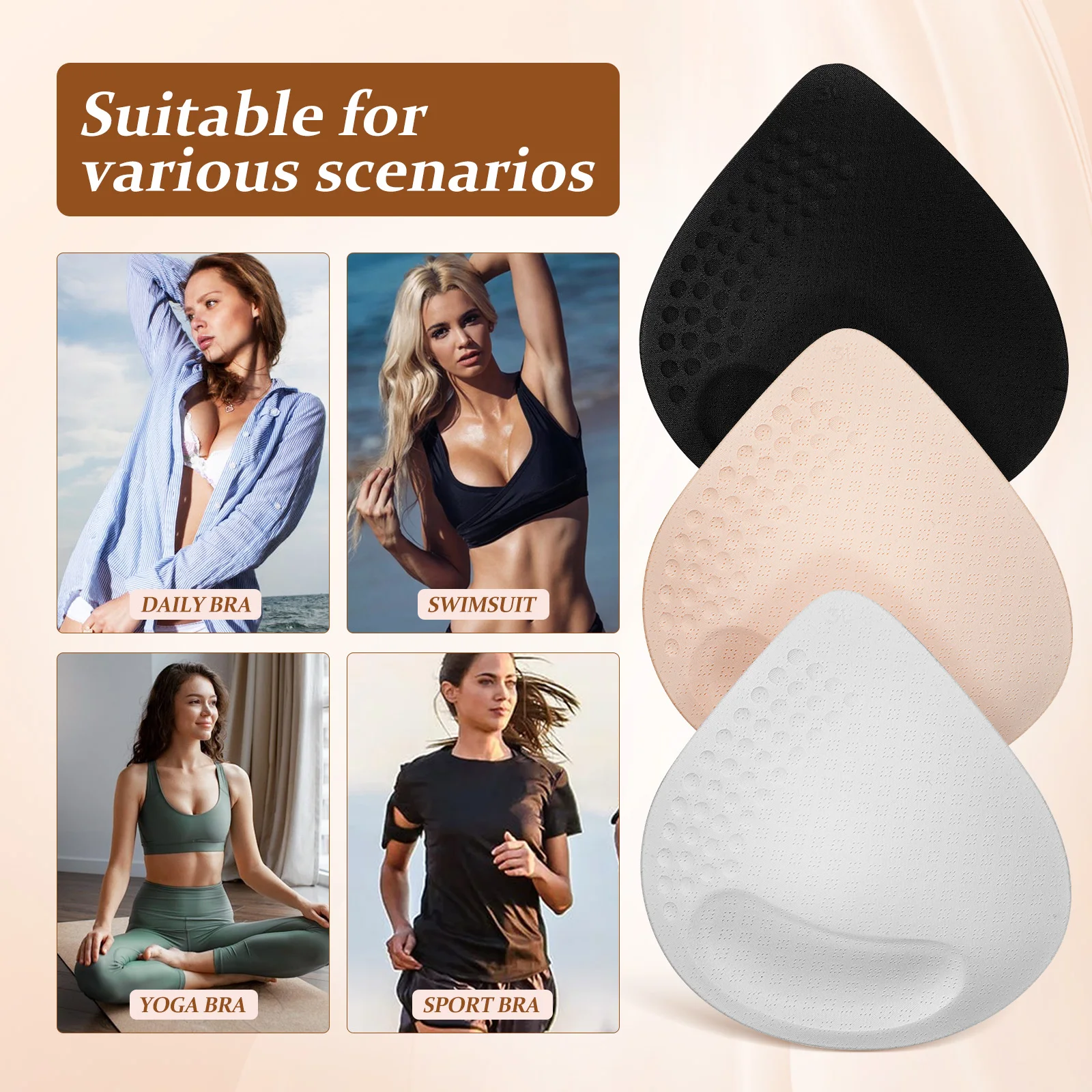 

3 Pairs Sports Bra Inserts Replacement Bra Pad Inserts Bra Insert Padded Bra Inserts Replacement Sports Bra Pads Diy Bra Inserts