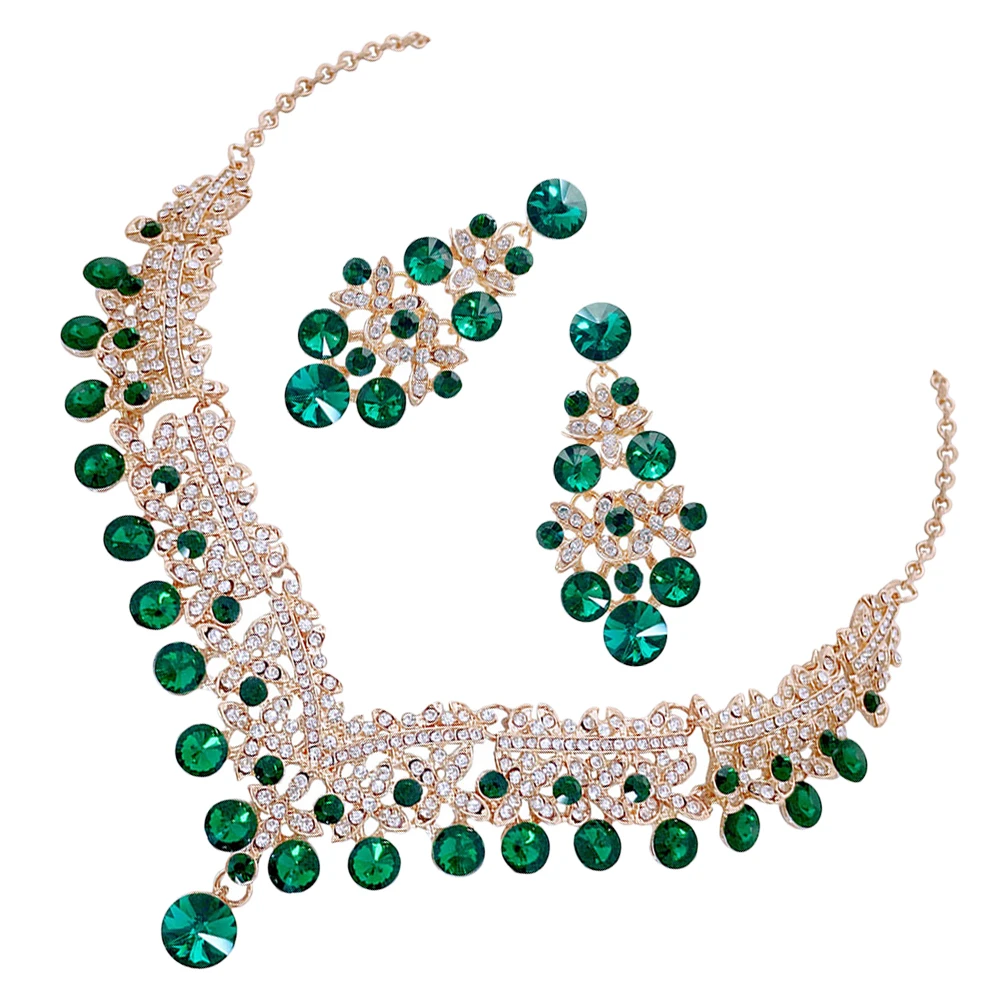 

Bridesmaid Jewelry Fashion for Women Exquisite Necklace Earrings Prom Dress up Rhinestone Costume