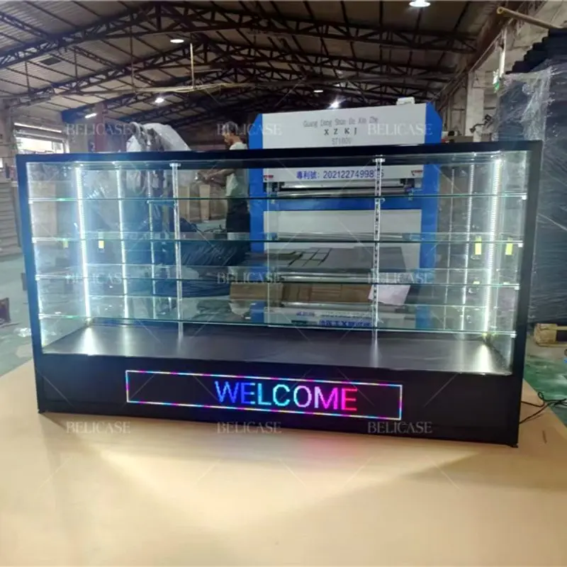 

customized.Smoke Shop Accessories Equipment Led Sign Lightbox Smoke Shop Displays Thick Aluminum Tempered Glass Display Racks