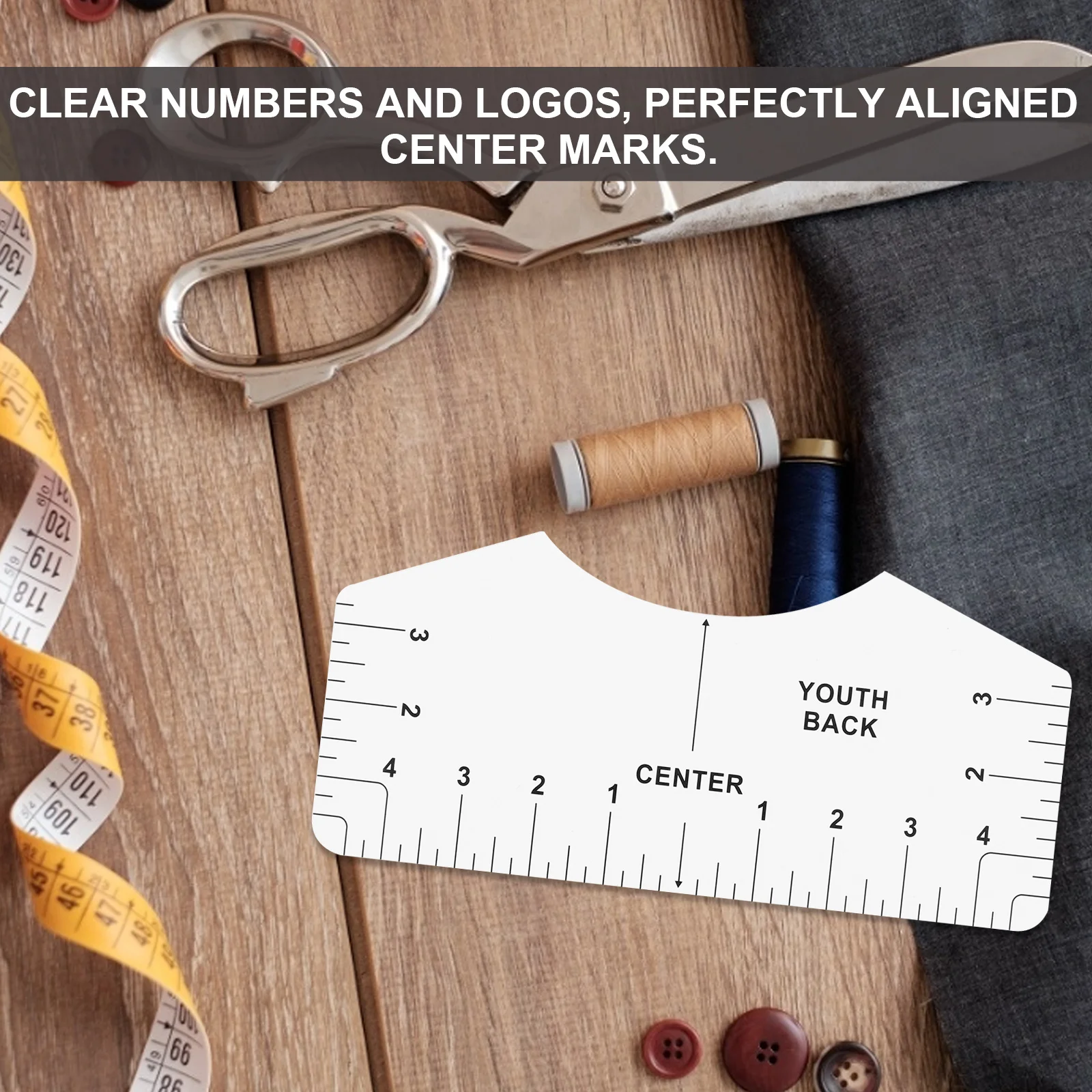 

TOPPERFUN 8Pcs T Shirt Positioning Ruler Vinyl Quilting Alignment Tool Sewing Template Tailoring Square Neck Guide White