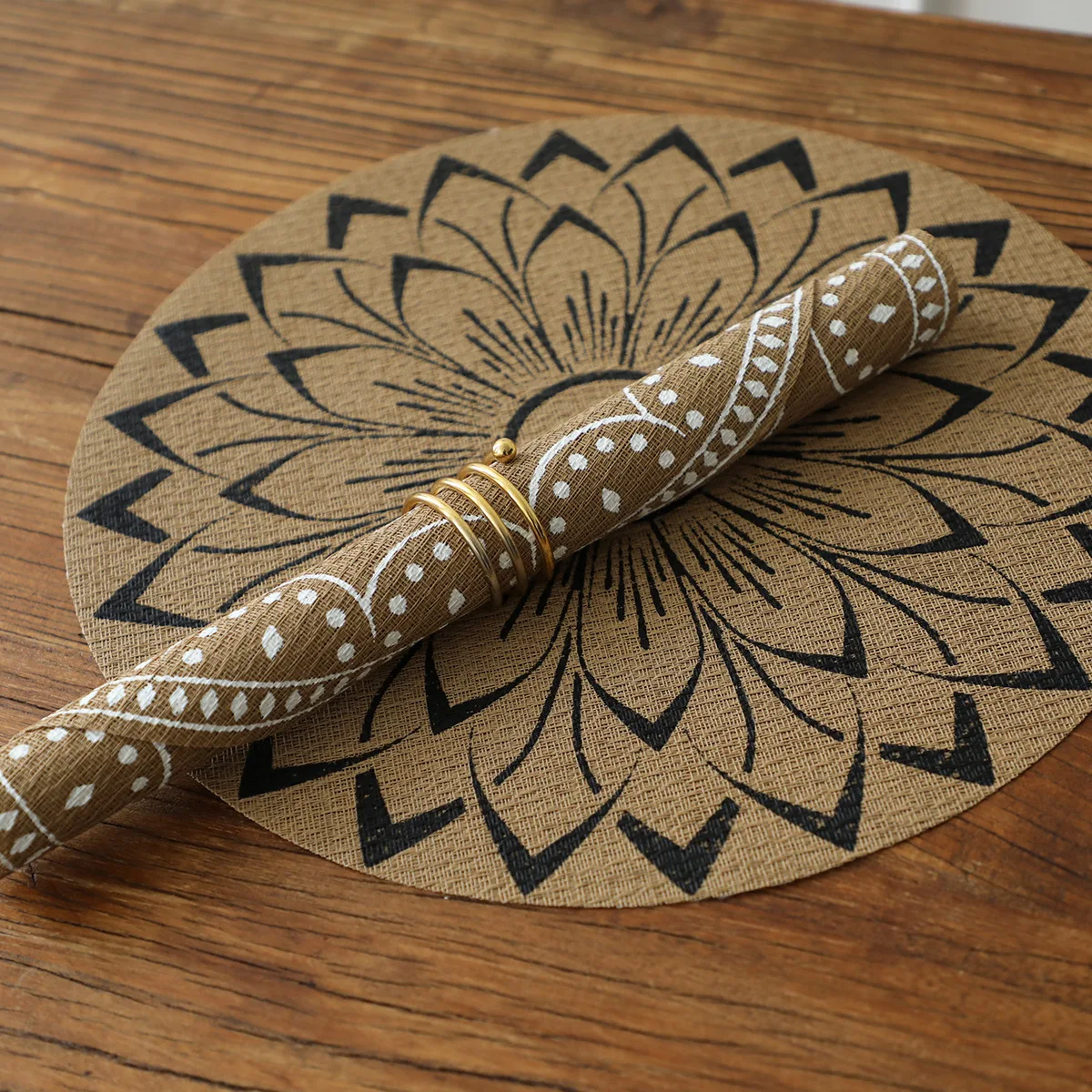 بولي كلوريد الفينيل Teslin تحديد الموقع طاولة الطعام ماندالا الزهور مقاوم للماء طاولة مضادة للماء حصيرة الحديثة بسيطة الغربية تحديد الموقع جولة مكافحة تحرق