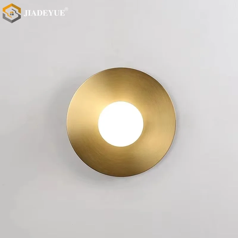 Modern minimalist circular wall lamp LED Japanese style glass ball living room background wall corridor bedroom bedside lamp