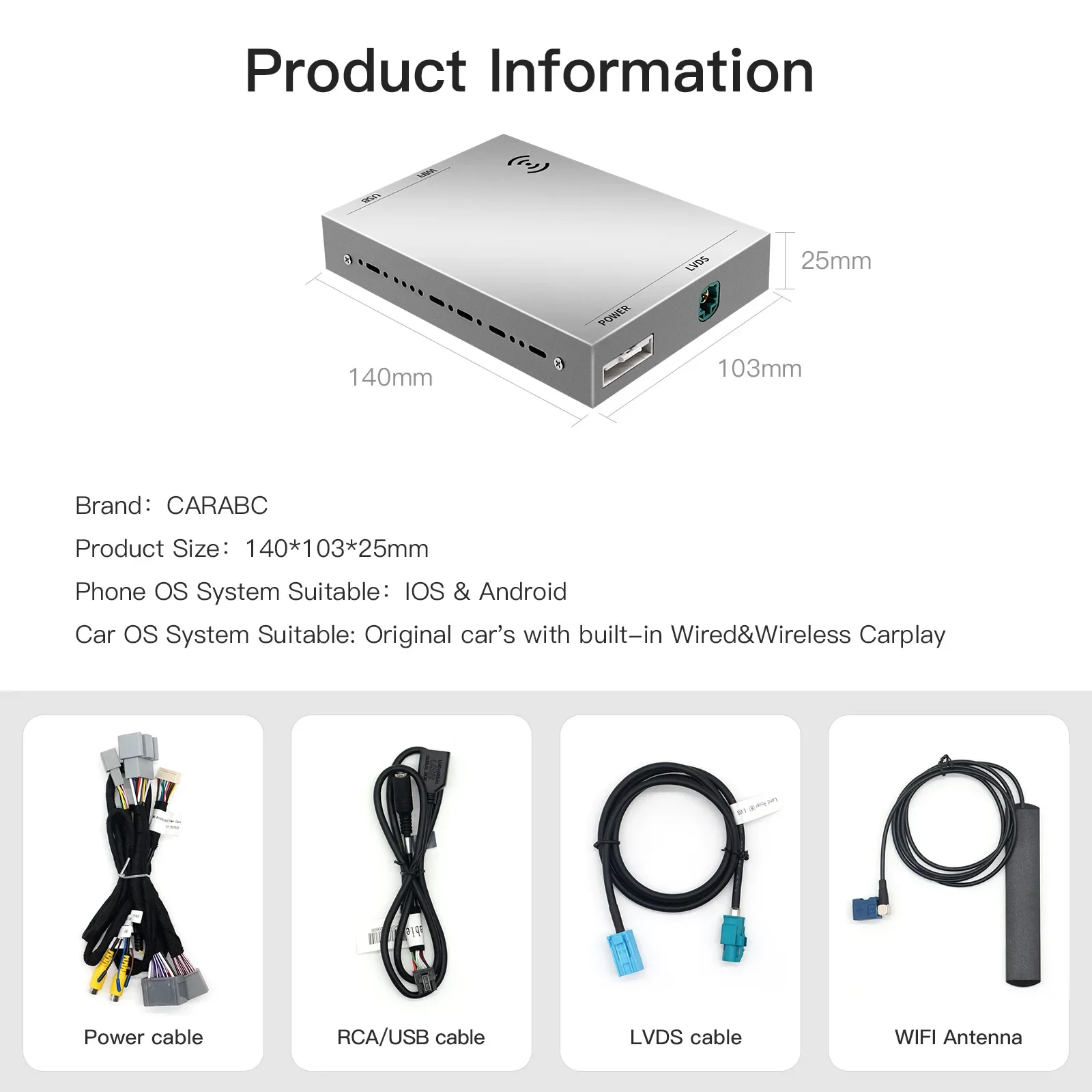 Carplay sans fil modulaire Android Auto, décodeur en miroir, Land Rover, Bosch Discovery4, Evoque Freelander 2, XF, XJL, recrutement