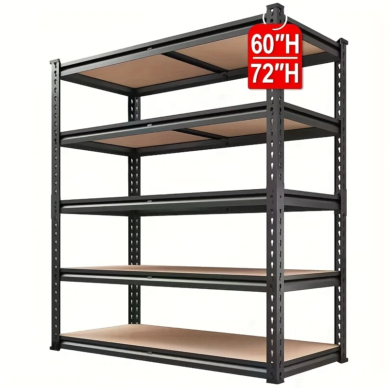 

Стеллаж для гаража 72/60 дюймов, 5-ярусный, 72 дюйма (В) x 35,5 дюймов (Ш) x 16 дюймов (Г), нагрузка до 2000 фунтов, сверхпрочный, регулируемый