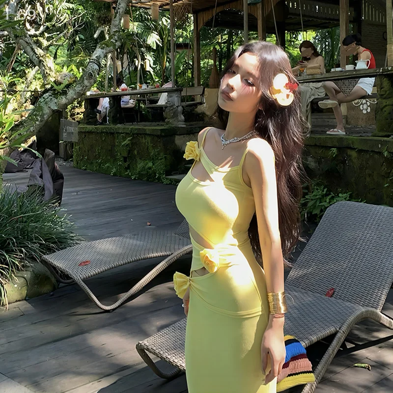 Aushöhlen Gesäß Eingewickelt Fischschwanz Kleid frauen Sommer Design Sinn Sexy Würziges Mädchen Mit Hosenträger Langes Kleid