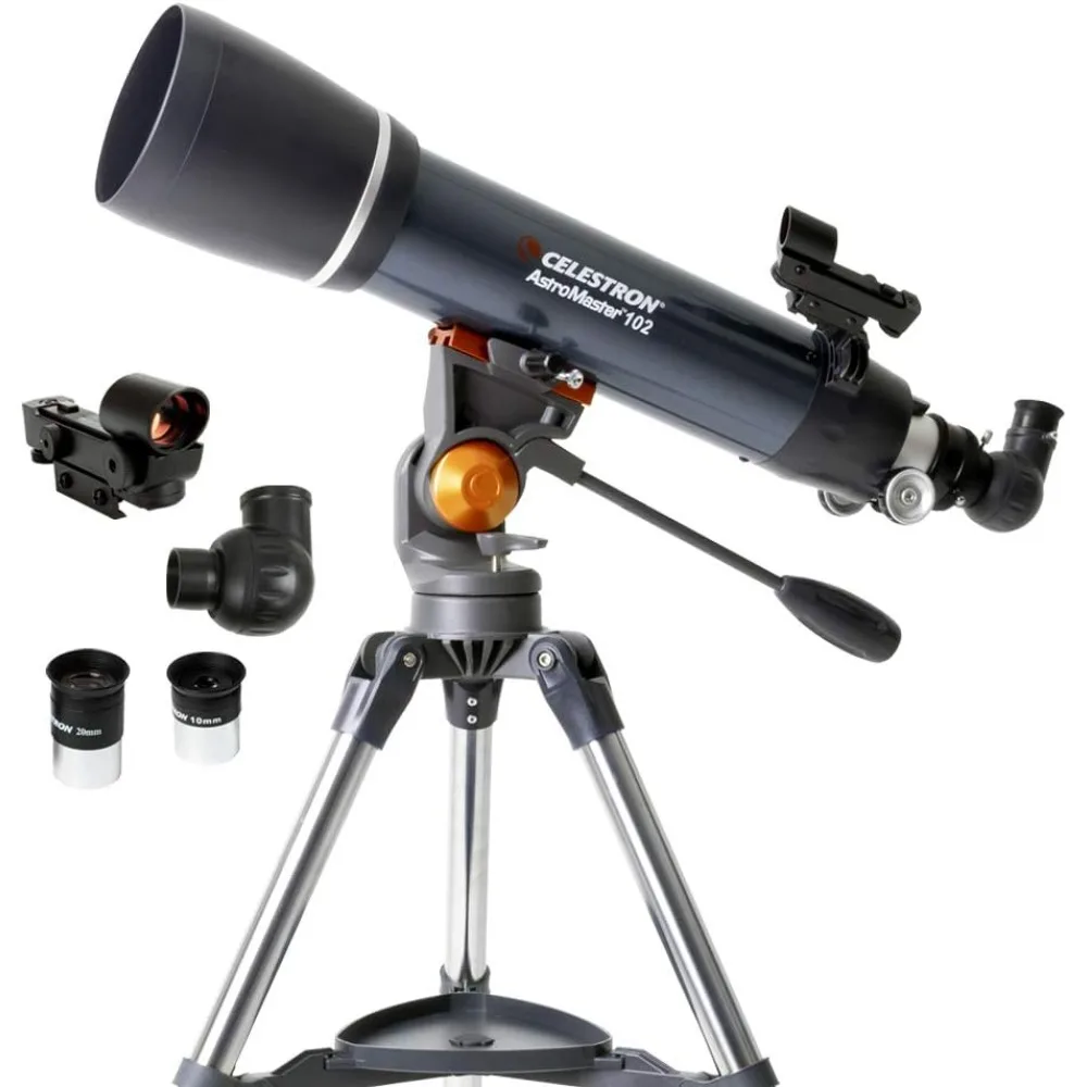 Telescopio refractor AstroMaster 102AZ - Telescopio refractor para principiantes - Óptica de vidrio totalmente recubierta - Trípode de altura ajustable