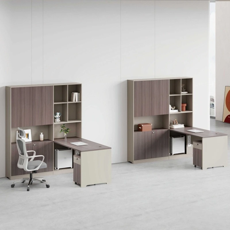 E0 grade environmental protection board desk staff table and chair combination supervisor table with high cabinet storage