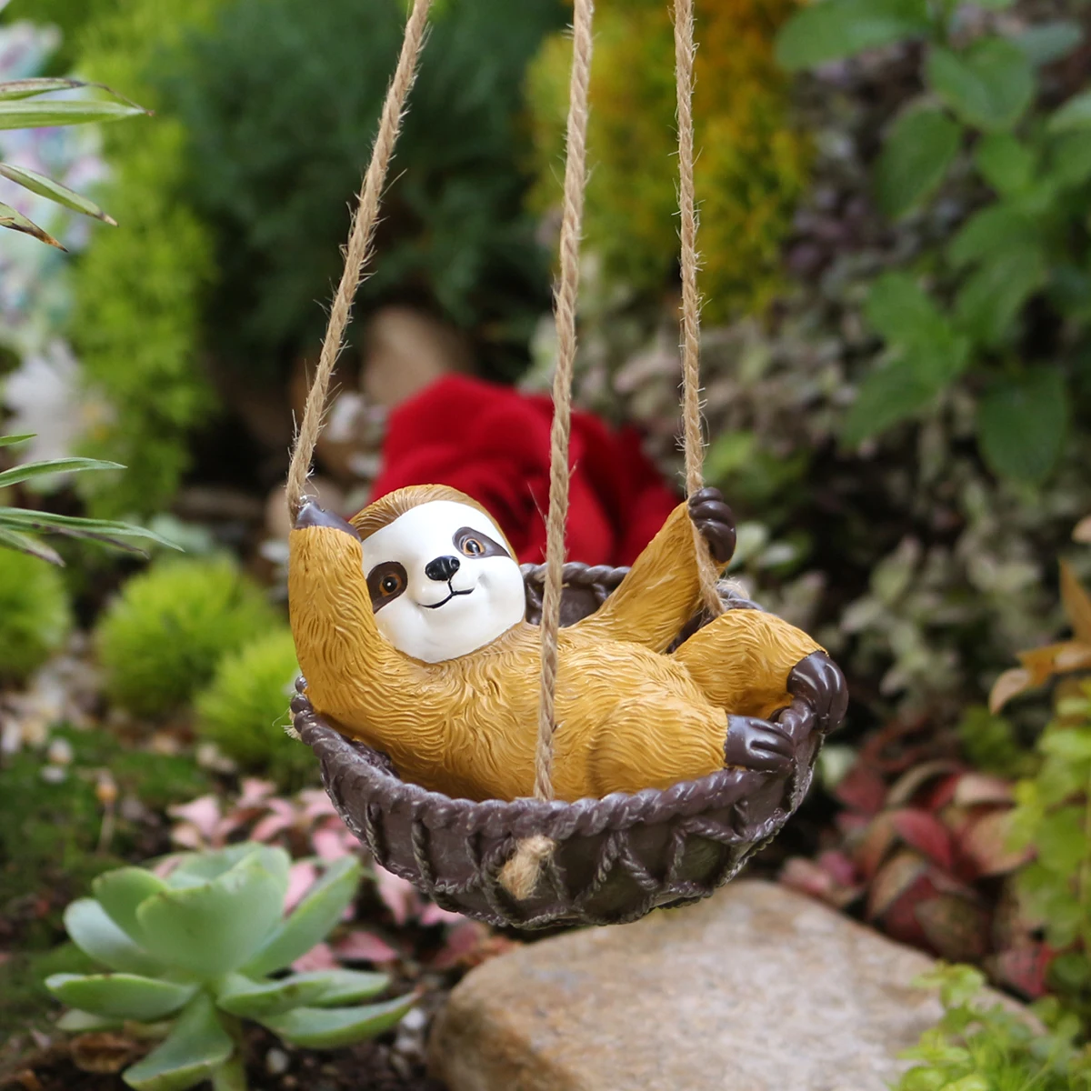 1 Fun Sloth Cradle Swing, Garden Decoration Sloth Pendant, Carefully Prepared Gift, Resin Crafts