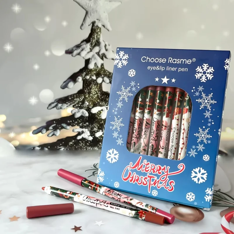 12-teiliges mattes Lipliner-Weihnachtsset, Lippenstiftstift, langlebig, antihaftbeschichtet, nackte Töne, Lippenstift, Weihnachtskosmetik, Schönheitsgeschenk