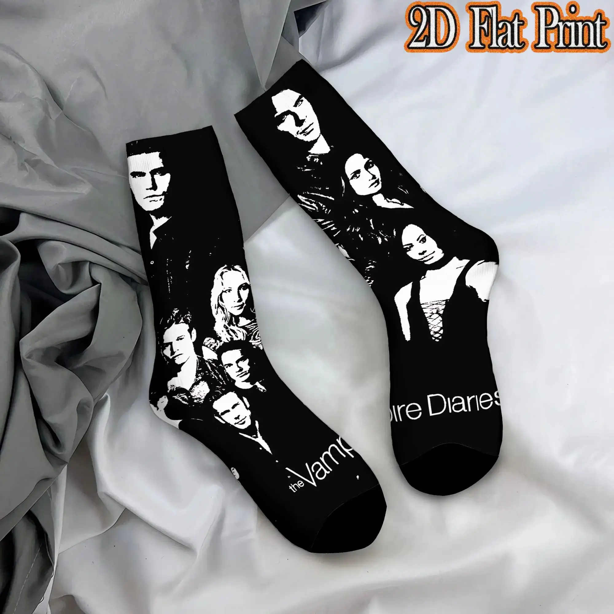 Fashion Vintage Vampire Diaries  Men's  Mid-calfSock Unisex  Funny Mid-Calf Socks